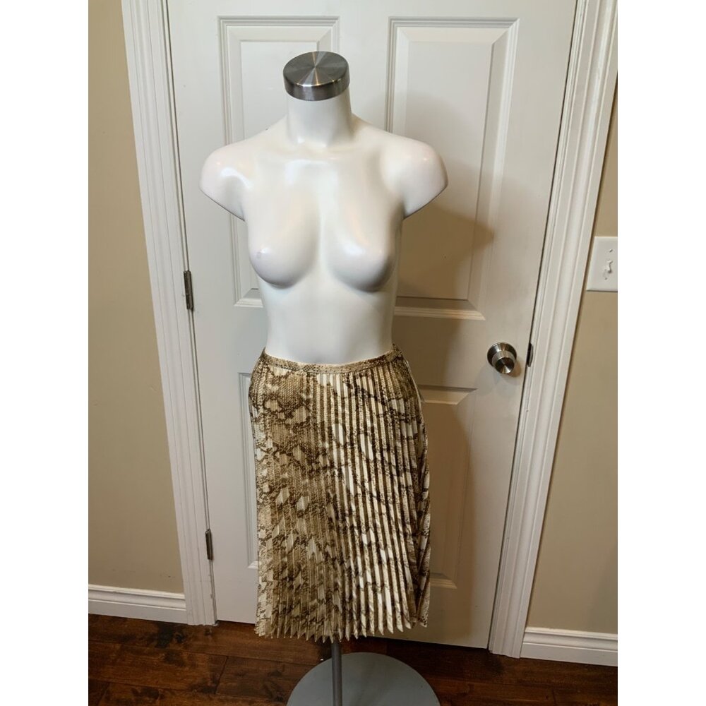 Lauren Ralph Lauren Tan Pleated Snakeskin Skirt NWT $79, Size 14